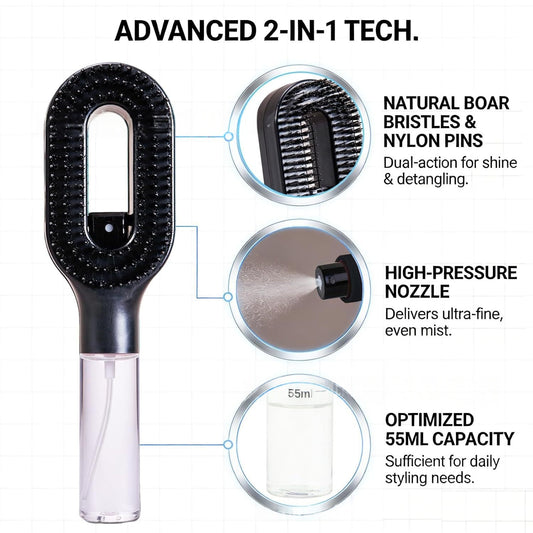 One-Click Spray Anti-Frizz Hair Brush